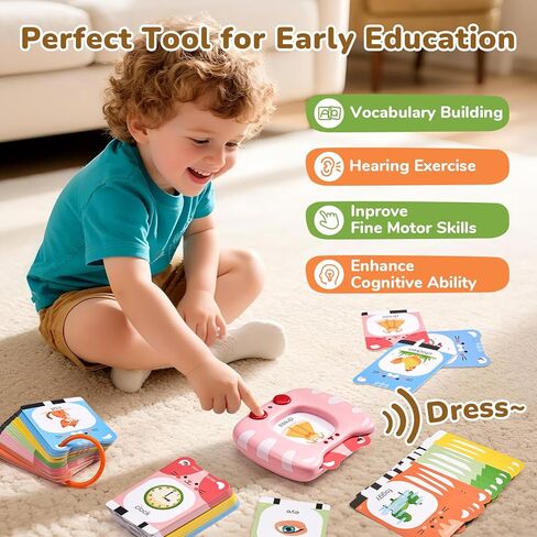JoyCat Talking Flash Cards for Toddlers 3-5, 314 Words with Durable Thick Cards & Clear Audio, Easy to Slide in and Out, Speech Therapy Toys, Birthday Gifts for Boys Girls in Saudi Arabia