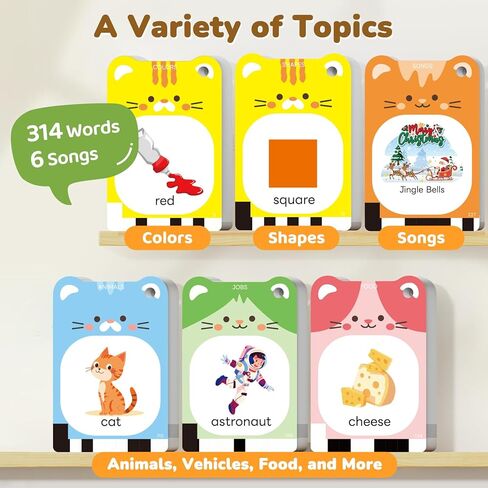 JoyCat Talking Flash Cards for Toddlers 3-5, 314 Words with Durable Thick Cards & Clear Audio, Easy to Slide in and Out, Speech Therapy Toys, Birthday Gifts for Boys Girls in Saudi Arabia
