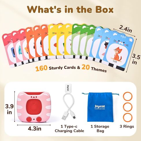 JoyCat Talking Flash Cards for Toddlers 3-5, 314 Words with Durable Thick Cards & Clear Audio, Easy to Slide in and Out, Speech Therapy Toys, Birthday Gifts for Boys Girls in Saudi Arabia