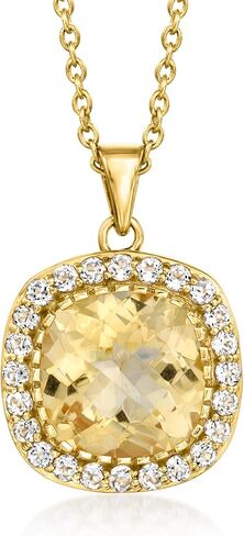 Ross-Simons 6.25 Carat Citrine and .90 ct. t.w. White Topaz Pendant Necklace in 18kt Gold Over Sterling. 18 inches in Saudi Arabia