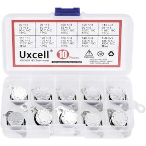 uxcell 10 قطع NC KSD301 ترموستات 90-150 درجة مئوية (194-302 درجة فهرنهايت) مفتاح التحكم الحراري في درجة الحرارة 90 95 100 105 110 115 120 130 140 150 درجة مئوية مجموعة متنوعة قريبة عادة in Kuwait