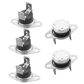 Fielect 5Pcs KSD301 Thermostat 85ｰC/185ｰF Normally Closed N.C Snap Disc Temperature Switch for Microwave Oven Coffee Maker Smoker Bent Feet