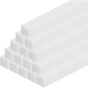 MECCANIXITY 40pcs 20" Plastic Model Tube ABS Solid Square Bar 0.12"x0.12" White Easy Processing for Architectural Model Making DIY