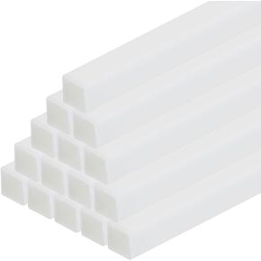 MECCANIXITY 20pcs 20" Plastic Model Tube ABS Solid Square Bar 0.16"x0.16" White Easy Processing for Architectural Model Making DIY