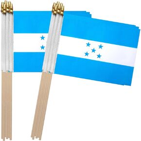TSMD Honduras Stick Flag Honduran Small Mini Hand Held Flags,5x8 Inch,12 Pack