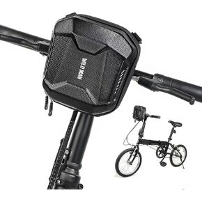 WILD MAN Scooter Handlebar bag Bike Bag Waterproof Storage Scooter Handlebar bag Front EVA Hard Shell Bike Frame Bag（Black）