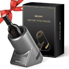 EUHOMY Wine Chiller Electric, Portable Wine Bottle Chiller for 750ml Wine & Champagne, Single Bottle Wine Cooler on Patio, Keep Cold Up to 1 Day- Extra Surprise for Wine Lovers