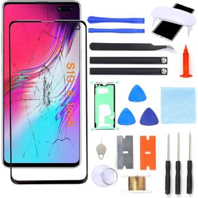 S10+ Screen Replacement, Front Glass Outer Repair Kit Compatible with Samsung Galaxy S10+ Plus SM-G975 Series 6.4"(No LCD & Touch Digitizer)