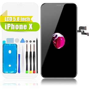 Goldwangwang for iPhone X Screen Replacement,5.8" 3D Touch LCD Screen Digitizer Replacement Fully Frame Display Assembly Set with Repair Tool kit + Tempered Glass Screen Protector + Instruction in Saudi Arabia