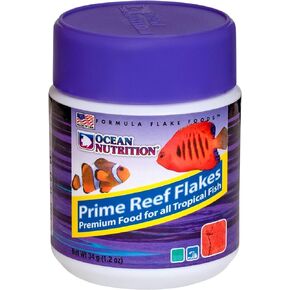Ocean Nutrition Prime Reef Flakes Fish Food 2.5 Ounces (71 Grams) Jar | Saltwater Marine Aquarium Flake Food for Reef Aquariums | Angelfish Clownfish Damsels Gobies Crabs Shrimp Corals