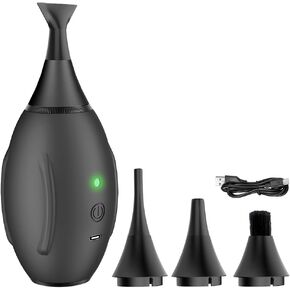 LENSGO Electric Air Blow,Camera Cleaning Kits with 4 Cleaning Heads for CMOS/Regular/Crevice Clean and Brush, 4.0kPa Dust Removal Type C Charge (Black)
