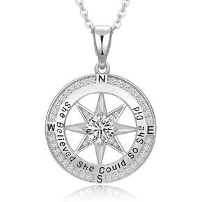 Meeshi Graduation Gifts for Her 2024, College Senior High School Best Graduation Gifts for Women, Class of 2024 Compass Necklace for Women Graduate Jewelry for Friends Daughter Girls