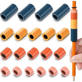 Pajean 20 Pieces Adjustable Pencil Weights Kit Handwriting Aid Metal Pencil Weights, Weighted Pencil Weights for Handwriting Autism Learning Materials (Dark Blue, Light Yellow, Orange, Pink)
