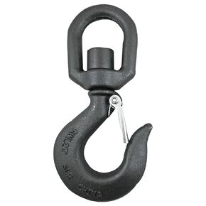 Indusco 47400981 Drop Forged Carbon Steel Swivel Eye Hook with Latch, 3 Ton Working Load Limit