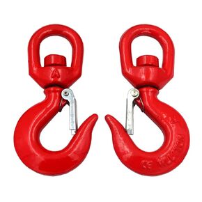 DGOL 2 Packs 1 Ton 2200 lbs Steel Swivel Strong G80 Eye Slip Hook with Safety Latch