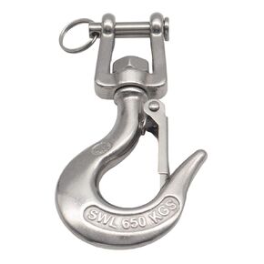316 Stainless Steel Clevis Slip Hook with Swivel Lifting and Safety Latch - American Type - 3/8 Inch - 2200lbsf - Rigging Accessories Chain Hook