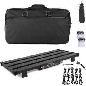 GOKKO Guitar Pedal Board 25.6''x11.9" with Integrated Power Supply and DI Module, Aluminum Powered Guitar Pedalboard with Carry Bag (GK-55)