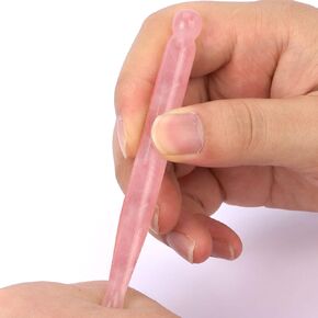 Rose Quartz Eye Cream Applicator, Eye Massage Wand, Acupuncture Pen Face Point Treatment Relaxing Gua Sha Scraping Therapy Tool Women for Facial Massager for Reducing Puffiness Wrinkle Gift