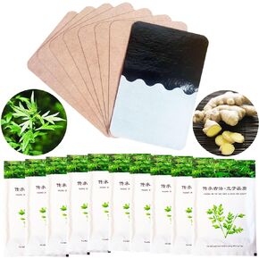 100Pcs Mugwort Ginger Patch for Pain, 艾灸贴 Pure Nature Moxa Sticker Chinese Traditional Herbal Paste Pads for Foot Neck, Shoulder, Waist, Feet, Joint, Hand Seniors Gift, 12 * 8cm, Pack of 10