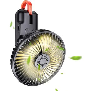 SmartDevil Portable Camping Fan with LED Lights, Rechargeable Fan Use As Power Bank, Battery Operated Fan with Hanging Hook, 180° Rotation, Travel Fan for Camping, Tent, RV, Picnic