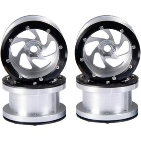 RCLIONS 2.2 inch RC Beadlock Wheels Rims Aluminum Metal for 1/10 RC Crawler Car Axial Wraith 90018/90048 -Pack of 4pcs