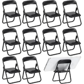 12pcs Mini Foldable Chairs Dollhouse Mini Stand Model Chair Desk Phone Stand for Dollhouse Decoration