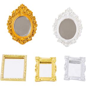 5pcs Miniature Dollhouse Accessories 1 12 Scale Miniatures Furniture Mirror Baroque Wall Mirror Mini Toys DIY Decor Ornament for Miniature Dollhouse Party Kit
