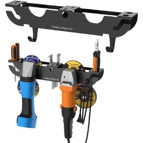 Angle Grinder Holder for Milwaukee/Dewalt, Angle Grinder Tool Stand, Grinders Power Tools Holder Storage Rack, Garage Wall Mount Bracket for Cutters Polishers with Cord Hanger and Hooks