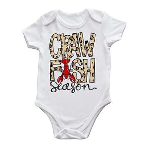 My First Crawfish Boil Baby Romper Letter Print Funny Newborn Graphic Tees Bodysuit Retro Onesies Jumpsuit (0-6 months, Crawfish+Heart)