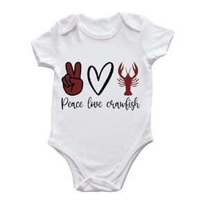 My First Crawfish Boil Baby Romper Letter Print Funny Newborn Graphic Tees Bodysuit Retro Onesies Jumpsuit (0-6 months, Crawfish+Heart)