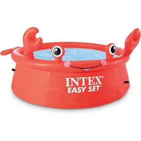 انتكس 26100EH Happy Crab مجموعة سهلة 6 أقدام × 20 بوصة دائرية قابلة للنفخ في الفناء الخلفي للأطفال الصغار حمام سباحة للخوض في الماء، أحمر