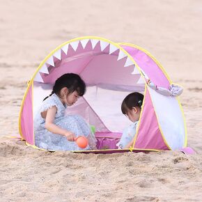 KENPUAZ Pop Up Baby Beach Tent with Pool,Portable Shark Sun Shelter Tent with UPF UV 50+ Protection for Toddler Aged 3-72 Months (Blue)