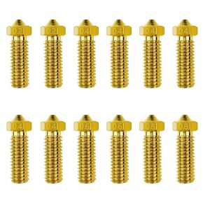 Hyhpsjiee 24pcs Volcano Brass Nozzles Kit M6 Lengthen extruder Thread Nozzles for 3D V5 V6 0.2mm 0.3mm 0.4mm 0.5mm 0.6mm 0.8mm 1.0mm Extruder Nozzles for 1.75mm Filament 3D Printer Parts