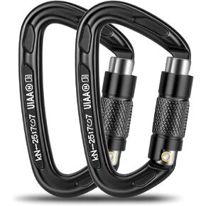 T-Fly Auto Locking Climbing Carabiner Clips 25KN (5620 lbs), Heavy Duty Carabiners for Rock/Ice Climbing, Rappelling, Rescue, Hammocks 3.9" Large Size (2pack)