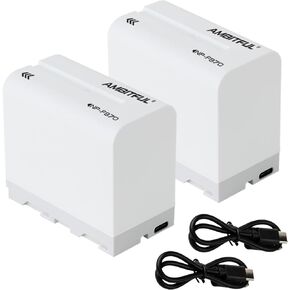 AMBITFUL NP-F970 Batteries 2 Pack 6600 mAh with Type-C Charging Cable for NP F750, F550, F570 and CCD-SC55, TR516, TR716, TR818, for LED Video Lights, for Camera Monitors (2pcs) (2X NP970)