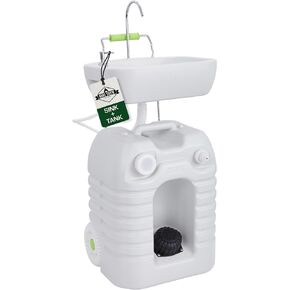 Hike Crew Portable Camping Sink & Water Reserve | Outdoor Travel Hand Wash Station with Large 12 Gallon Capacity Water Tank, Hands-Free Foot Pump, Faucet, Soap Dispenser, Rolling Wheels & Carry Handle