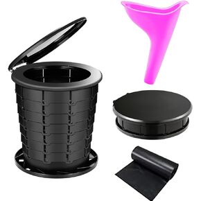 ANJ OUTDOORS Retractable Camping Toilet with Female Urinal | Adjustable Height Portable Toilet for Adults and Kids | Portable Potty, Camp Toilet, Travel Toilet Set