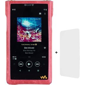 MITER CASE Compatible with Sony NW-WM1AM2 / NW-WM1ZM2 Walkman , Handmade Italy Pueblo Leather Case Cover + a Screen Protector for WM1AM2 WM1ZM2 (Bordo)