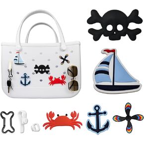 8 Pcs Charms Hook Buckles Carabiner Set Accessories for Bogg Bag, Rubber Beach Bag Tote Handbag Decoration