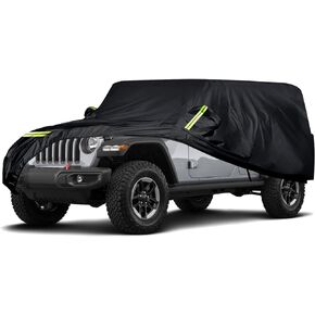 Waterproof Car Covers Replace for 1987-2006 Jeep Wrangler 2 Door, 6 Layers All Weather Custom-fit Car Cover with Zipper Door & Windproof Strap for Snow Rain Dust Hail Protection (19-06 2 Door)