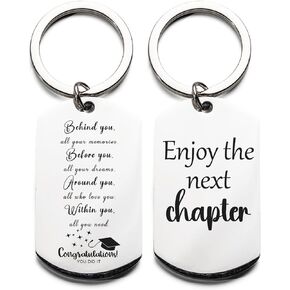 HOMEVAGE Graduation Gift For Son, Daughter, Him, Her Class 2024 - Congratulations GIft - Laser Engraved Keychain - Gift For Student From Mom, Dad, Grandma, Grandpa, College Graduation Gift