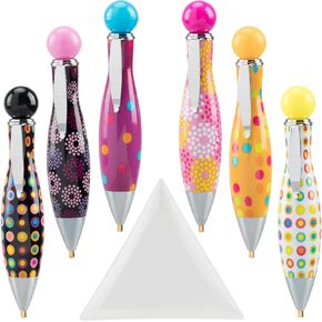 PAGOW 6 Styles 5D Diamond Drill Painting Pen Tools Plastic Tray, Diamond Rhinestones Painting Point Drill Pen Only, Cute Drill Pens Rhinestone Pickers for 5D Painting and Embroidery for Adults
