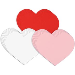 72pcs 6x5.2 Inch Heart Paper Cutouts Card, 3 Colors Large Heart Shaped Cut Outs Double-Sided Love Heart Cardstock Valentine's Day Crafts for Kids Classroom Bulletin Board Decoration