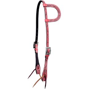 BLACK HOOF Pink & Turquoise Spur Straps,Slip Ear Headstall,Browband Headstall and Breastcollar with Silver Spots