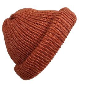 Orange Double Layer Beanie with Brim