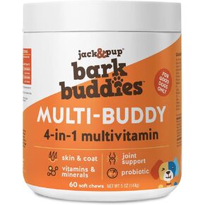Jack&Pup Dog Vitamins and Supplements Multivitamins for Dogs - Bark Buddies Multi-Buddy Dog Multivitamins Chewable Soft Chews Puppy Vitamins and Supplements - Dog Supplements & Vitamins (60ct)