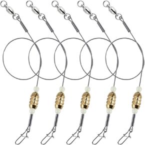 Dr.Fish 15 Pack Carolina Ready Rigs with Bullet Sinkers, Pre Rigged Stainless Steel Wire Leaders for Bass Fishing Rigs Snelled Hooks Freshwater Leaders with Swivels Catfish Walleye
