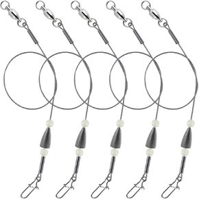 Dr.Fish 15 Pack Carolina Ready Rigs with Bullet Sinkers, Pre Rigged Stainless Steel Wire Leaders for Bass Fishing Rigs Snelled Hooks Freshwater Leaders with Swivels Catfish Walleye in Saudi Arabia