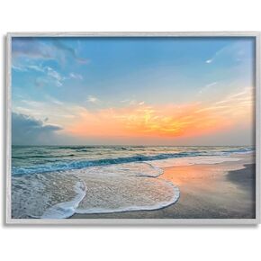 Stupell Industries Layered Beach Foam Sunrise Framed Wall Art, Design by Mary Lou Photography