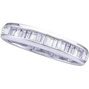 FB JEWELS .925 Sterling Silver Womens Baguette Diamond Wedding Anniversary Band Ring 1/6 Cttw (I2-I3 clarity; H-I color)